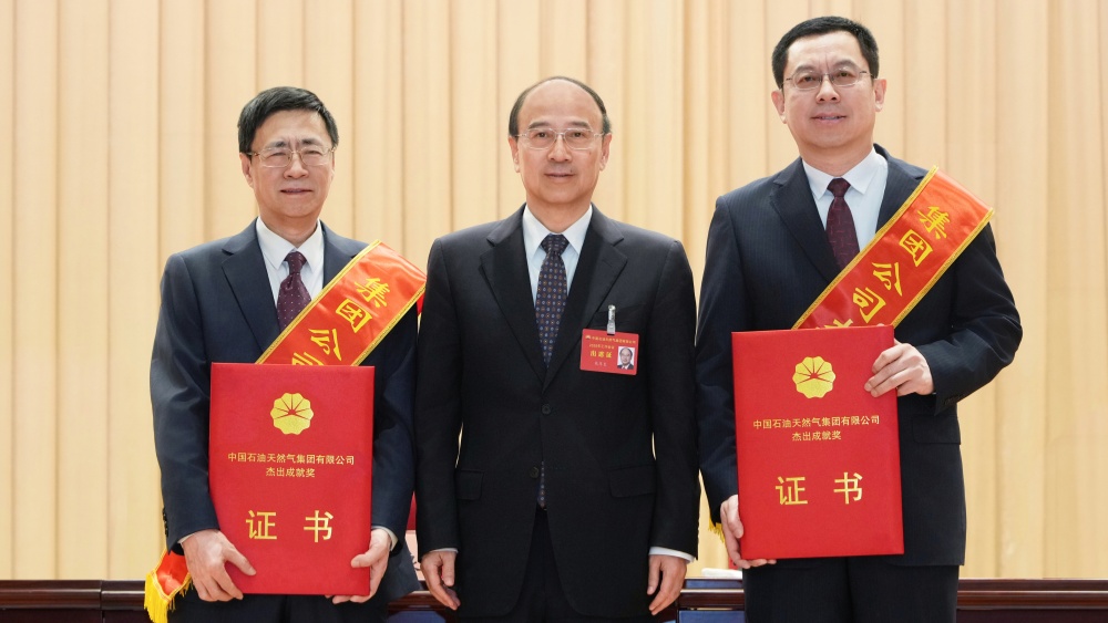 戴厚良为陆书来贾爱林颁发杰出成就奖